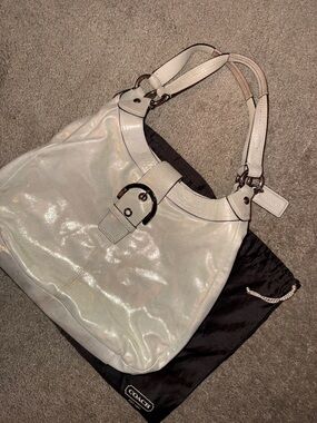 Coach Iridescent White Hobo Shoulder Bag